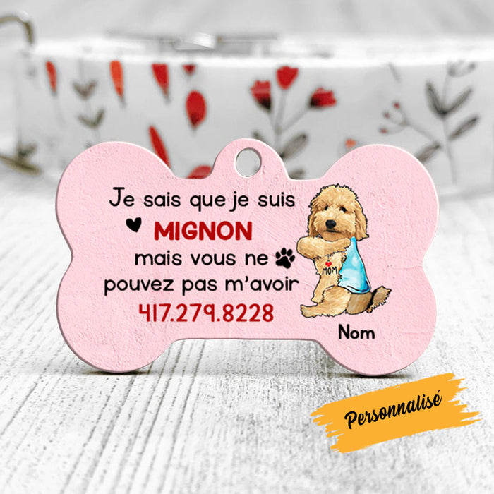 Personalized Dog I Am Cute Chien French Bone Pet Tag AP95 87O58 1