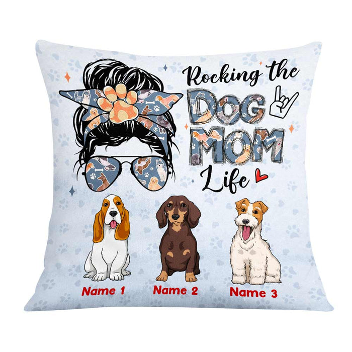 Personalized Rocking The Dog Mom Life Pillow JR116 95O57 1