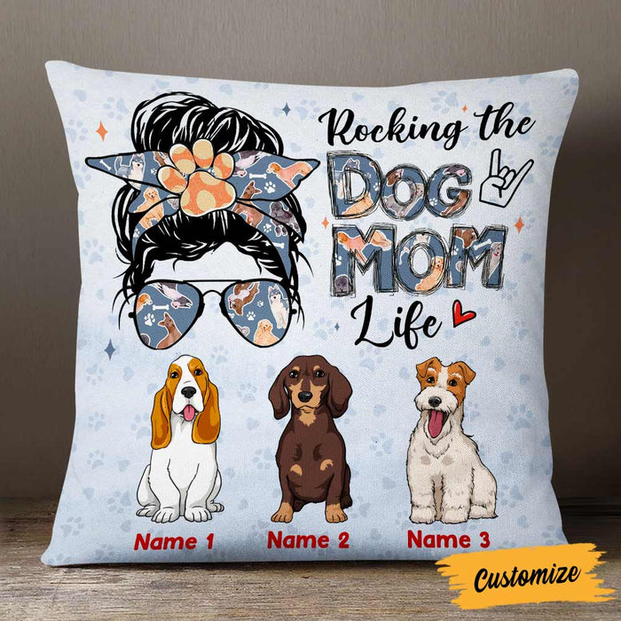 Personalized Rocking The Dog Mom Life Pillow JR116 95O57 1