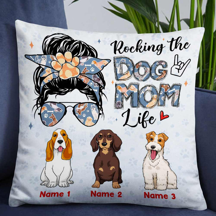 Personalized Rocking The Dog Mom Life Pillow JR116 95O57 1