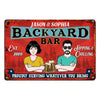 Personalized Backyard Bar Couple Metal Sign JR122 81O53 1