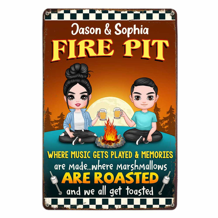 Personalized Outdoor Decor Firepit Couple Metal Sign JR115 81O47 1