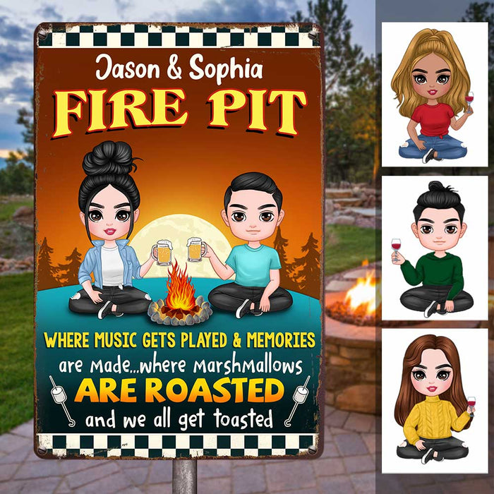 Personalized Outdoor Decor Firepit Couple Metal Sign JR115 81O47 1