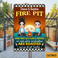 Personalized Outdoor Decor Firepit Couple Metal Sign JR115 81O47 thumb 1