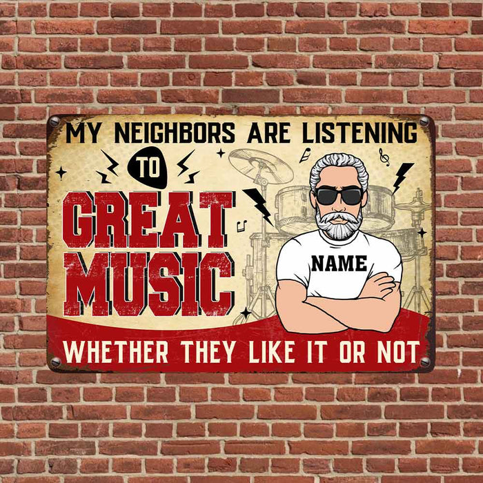 Personalized Man Cave Good Music Metal Sign JR125 95O57 1