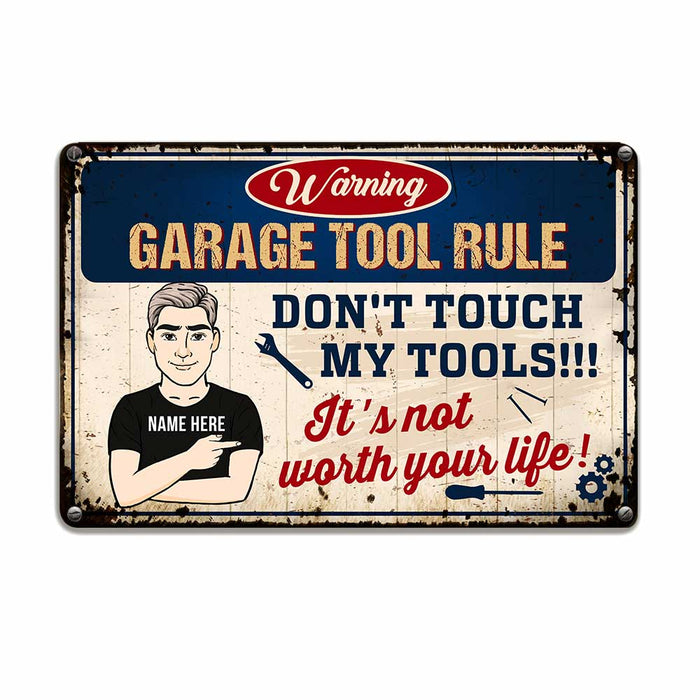 Personalized Garage Tool Rule Man Cave Metal Sign JR123 24O23 1