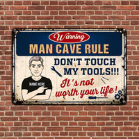Personalized Garage Tool Rule Man Cave Metal Sign JR123 24O23 thumb 1
