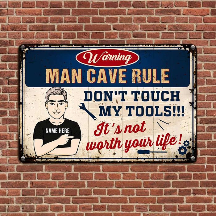 Personalized Garage Tool Rule Man Cave Metal Sign JR123 24O23 1