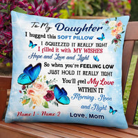 Personalized Butterfly Daughter Hug This Pillow JR123 95O47 thumb 1