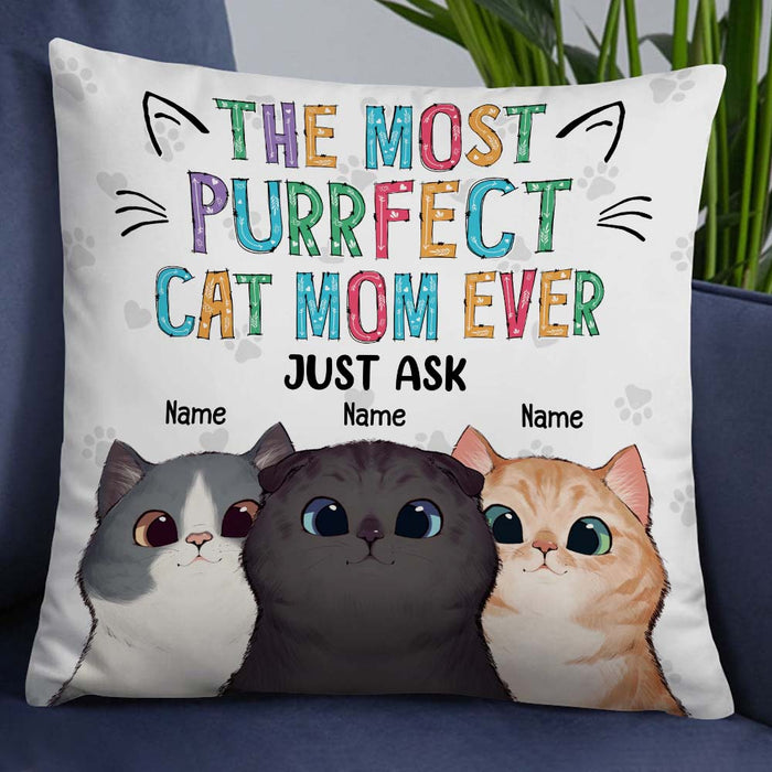 Personalized Purrfect Cat Mom Pillow JR136 24O32 1