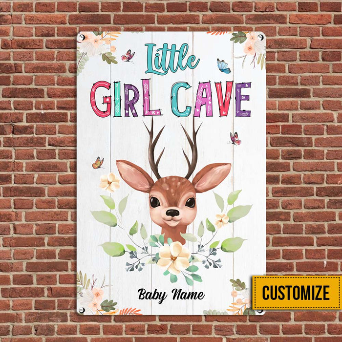 Personalized Little Girl Cave Baby Room Metal Sign JR133 23O32 1
