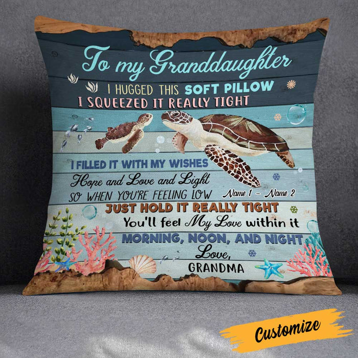Personalized Turtle Granddaughter Hug This Pillow JR123 23O23 1