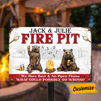 Personalized Couple Family Bear Firepit Outdoor Metal Sign JR134 85O57 thumb 1