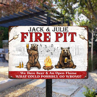 Personalized Couple Family Bear Firepit Outdoor Metal Sign JR134 85O57 thumb 1