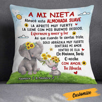 Personalized Elephant Mom Grandma To Daughter Granddaughter Son Grandson Spanish Mamá Abuela Hug This Pillow JR132 95O23 thumb 1