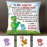 Personalized Dinosaur Grandpa To Grandson Spanish Hug This Pillow JR133 95O34 thumb 1