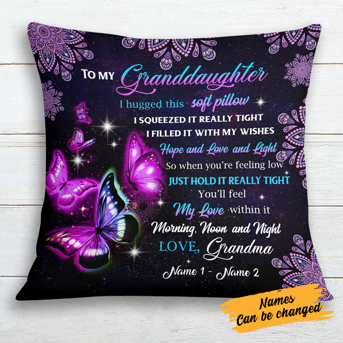 Personalized Mom Grandma Daughter Granddaughter Butterfly Pillow JR137 30O24 1