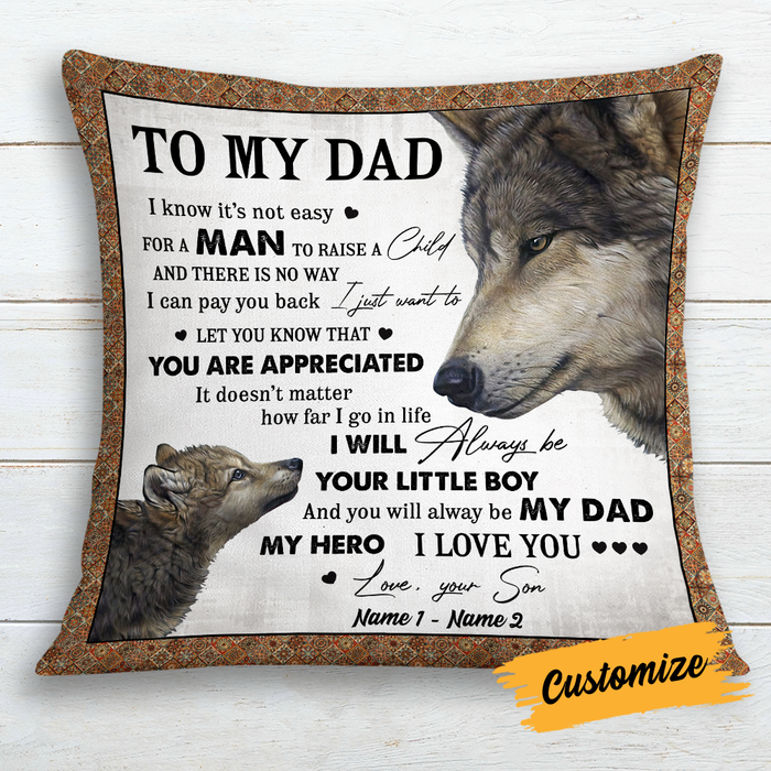 Personalized Love Dad Grandpa Wolf Pillow JR139 95O24 1