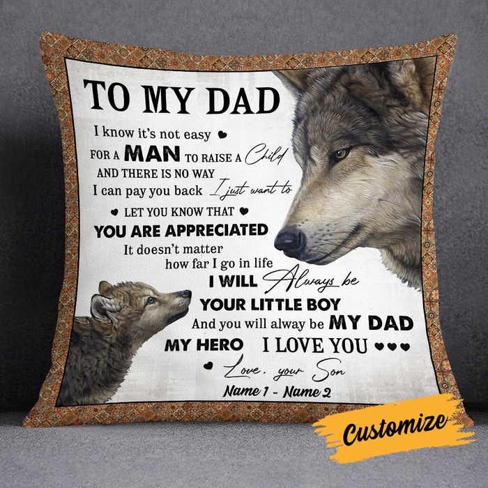 Personalized Love Dad Grandpa Wolf Pillow JR139 95O24 1