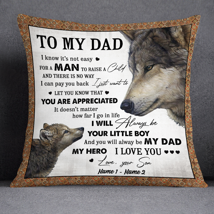 Personalized Love Dad Grandpa Wolf Pillow JR139 95O24 1