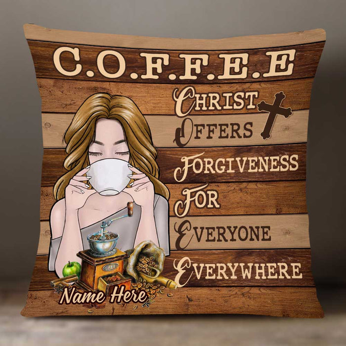 Personalized Coffee Jesus Girl Pillow JR174 23O34 1