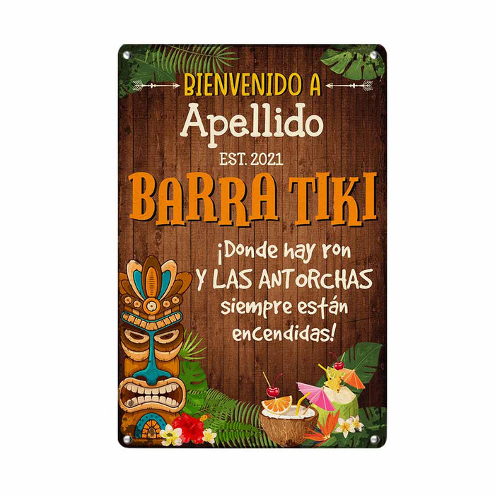 Personalized Backyard Tiki Bar Patio Interior Spanish Metal Sign JR141 30O58 1
