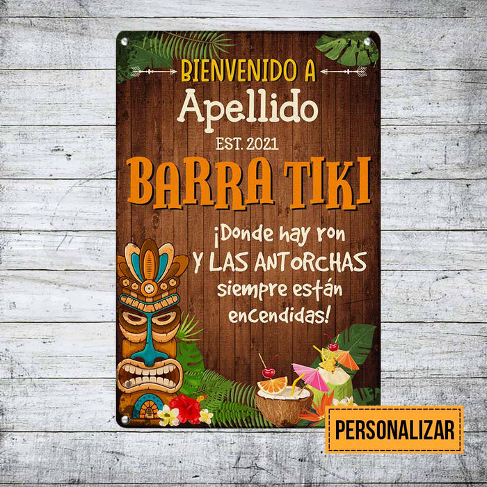Personalized Backyard Tiki Bar Patio Interior Spanish Metal Sign JR141 30O58 1