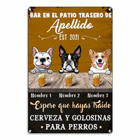 Personalized Dog Backyard Bar Patio Interior Spanish Metal Sign JR142 30O34 thumb 1