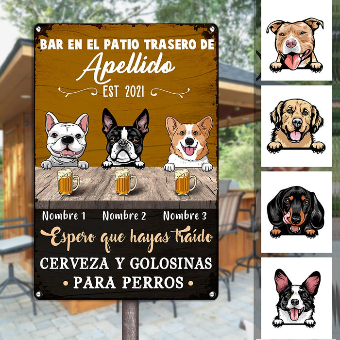 Personalized Dog Backyard Bar Patio Interior Spanish Metal Sign JR142 30O34 1