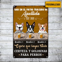Personalized Dog Backyard Bar Patio Interior Spanish Metal Sign JR142 30O34 thumb 1