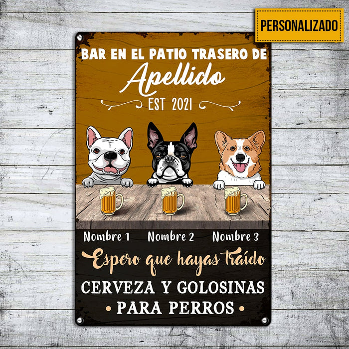 Personalized Dog Backyard Bar Patio Interior Spanish Metal Sign JR142 30O34 1