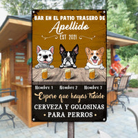 Personalized Dog Backyard Bar Patio Interior Spanish Metal Sign JR142 30O34 thumb 1