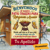 Personalized Outdoor Decor Backyard Chillin & Grillin Spanish Patio Flag JR141 95O53 thumb 1