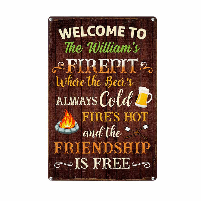 Personalized Fire Pit Gardening Friendship Is Free Metal Sign AG141 30O58 1