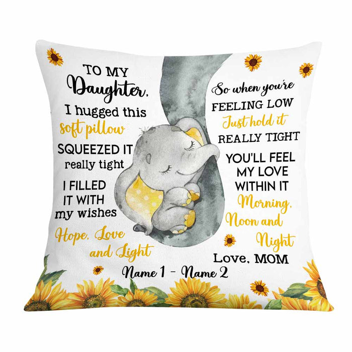 Personalized Daughter Elephant Sunflower Pillow JR141 87O58 1