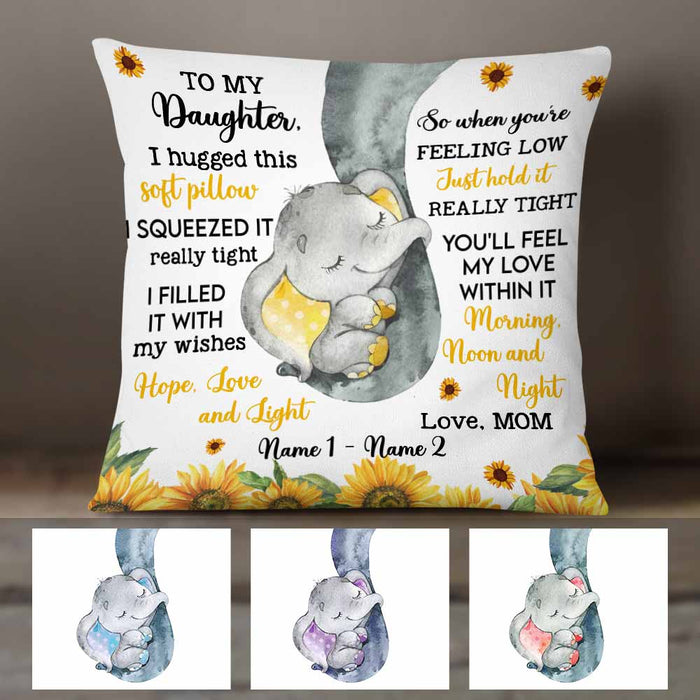 Personalized Daughter Elephant Sunflower Pillow JR141 87O58 1