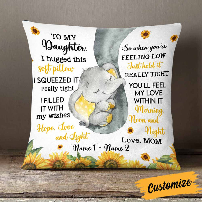 Personalized Daughter Elephant Sunflower Pillow JR141 87O58 1