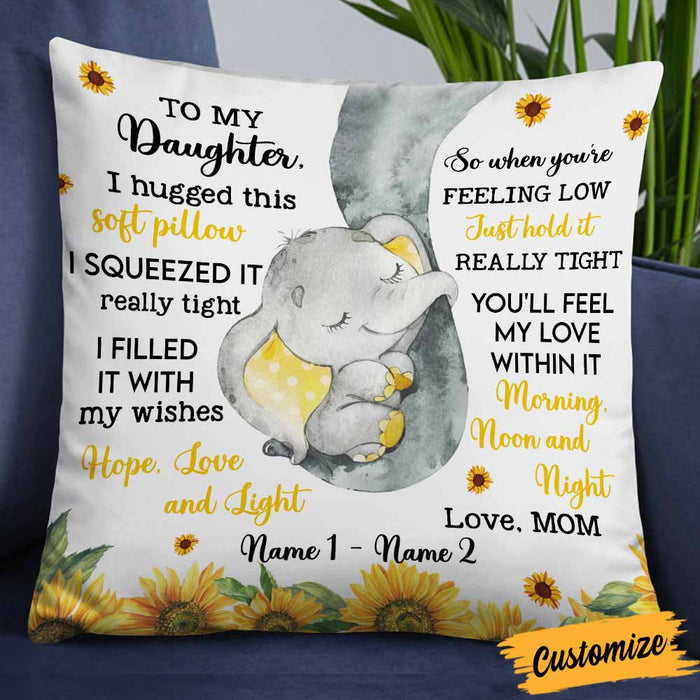Personalized Daughter Elephant Sunflower Pillow JR141 87O58 1
