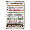 Personalized On The Deck We Gather Backyard Spanish Metal Sign JR145 30O47 1
