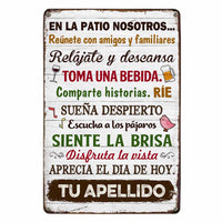 Personalized On The Deck We Gather Backyard Spanish Metal Sign JR145 30O47 thumb 1