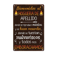 Personalized Family Welcome To The Fire Pit Backyard Hoguera Patio Trasero Spanish Metal Sign JR146 30O57 thumb 1