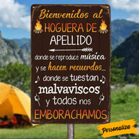 Personalized Family Welcome To The Fire Pit Backyard Hoguera Patio Trasero Spanish Metal Sign JR146 30O57 thumb 1