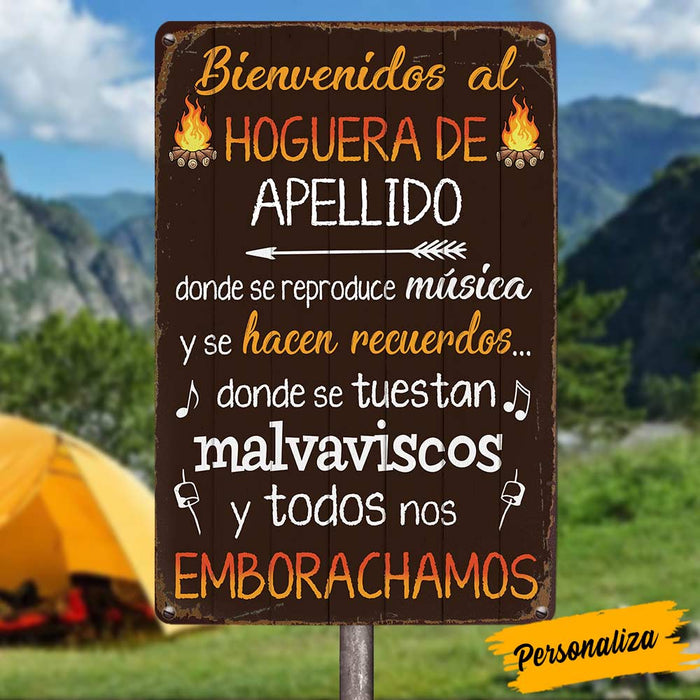 Personalized Family Welcome To The Fire Pit Backyard Hoguera Patio Trasero Spanish Metal Sign JR146 30O57 1