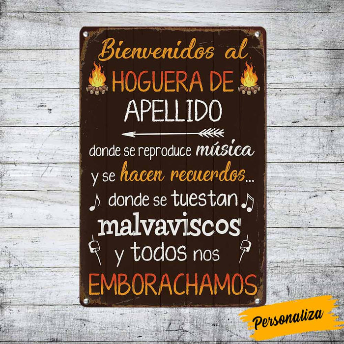 Personalized Family Welcome To The Fire Pit Backyard Hoguera Patio Trasero Spanish Metal Sign JR146 30O57 1