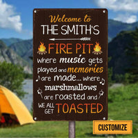 Personalized Welcome To The Fire Pit Metal Sign JR147 30O58 thumb 1