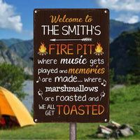 Personalized Welcome To The Fire Pit Metal Sign JR147 30O58 thumb 1