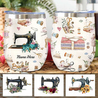 Personalized Sewing Therapy Wine Tumbler JR65 81O47 thumb 1