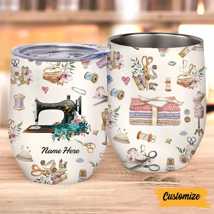 Personalized Sewing Therapy Wine Tumbler JR65 81O47 1