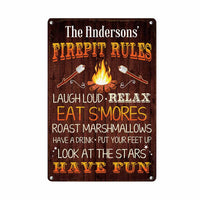 Personalized Fire Pit Rules Gardening Metal Sign JR152 26O58 thumb 1