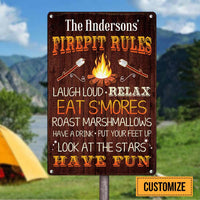 Personalized Fire Pit Rules Gardening Metal Sign JR152 26O58 thumb 1